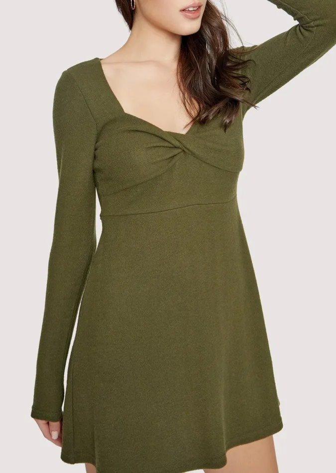 Endlessly Evergreen Mini Dress Oliveoil Women Lost Wander Dresses