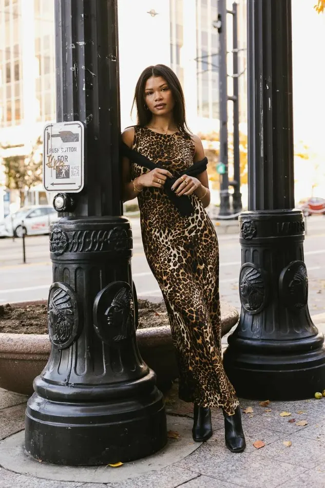 Farren Twofer Leopard Print Dress Black Women Bohme Dresses