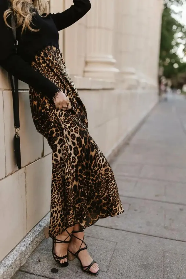 Farren Twofer Leopard Print Dress Black Women Bohme Dresses