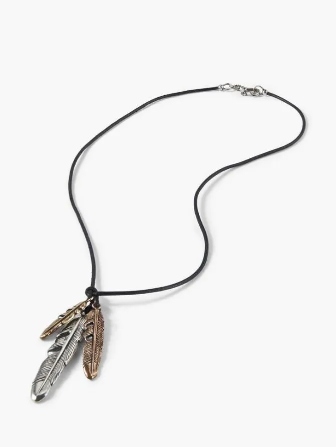 FEATHER PENDANT NECKLACE Black ClothingAccessories John Varvatos Jewelry