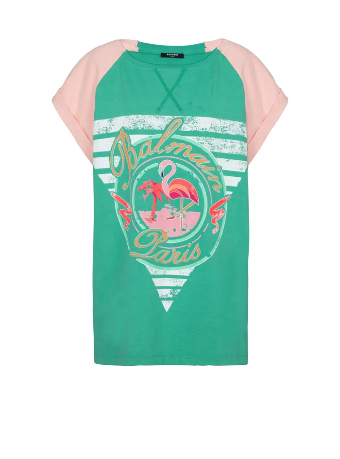 Flamingo Tshirt Green Women Balmain TShirts