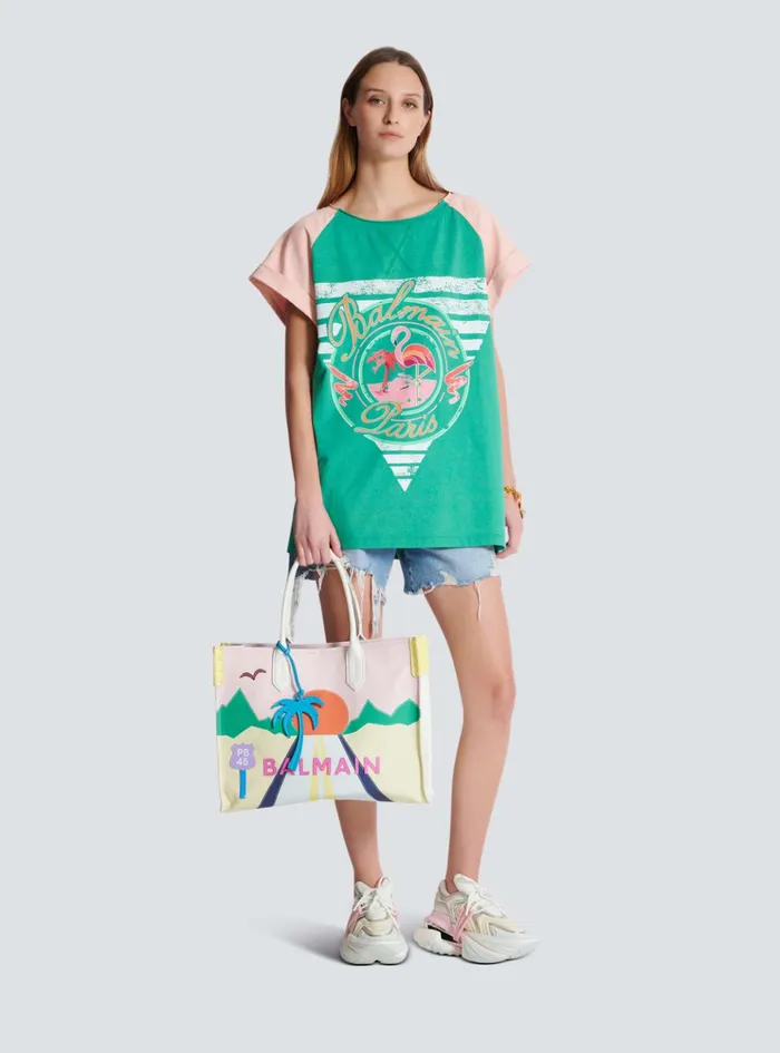 Flamingo Tshirt Green Women Balmain TShirts