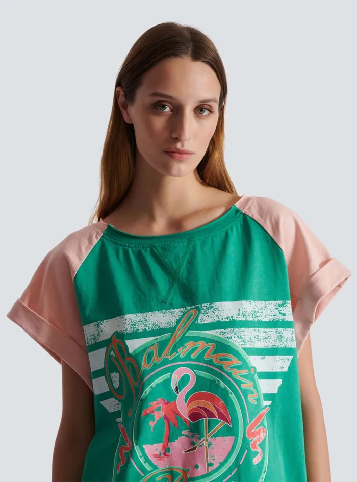 Flamingo Tshirt Green Women Balmain TShirts