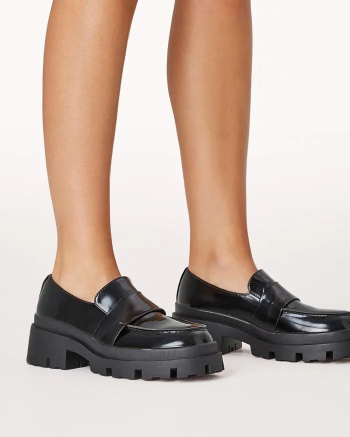 Flats Billini Loafers PEPI BLACK SEMI PATENT