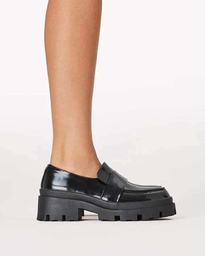 Flats Billini Loafers PEPI BLACK SEMI PATENT