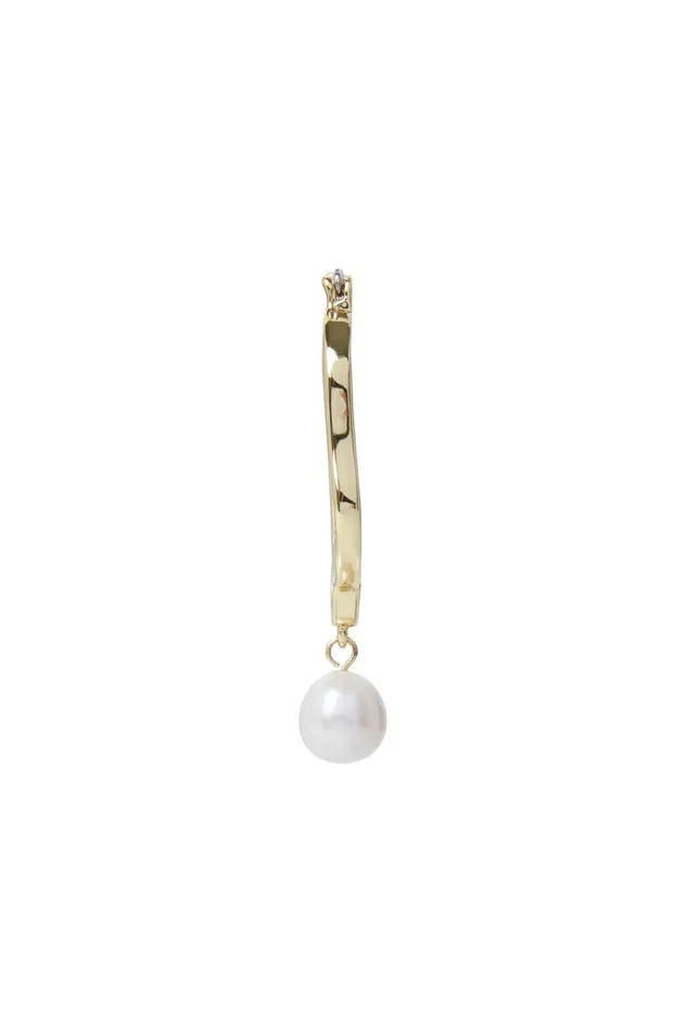 Fleur Pearl Drop Hoop Earring Gold Women Aje Jewelry