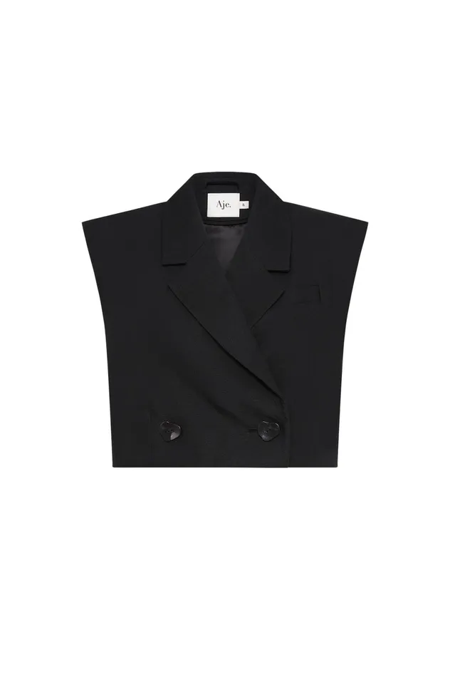 Flight Oversized Crop Vest Black Women Aje Blazers Jackets 038 Coats