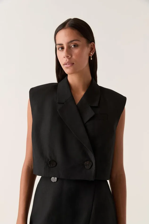 Flight Oversized Crop Vest Black Women Aje Blazers Jackets 038 Coats
