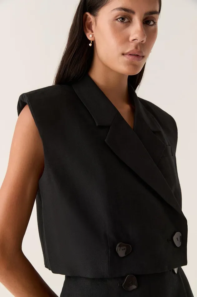 Flight Oversized Crop Vest Black Women Aje Blazers Jackets 038 Coats
