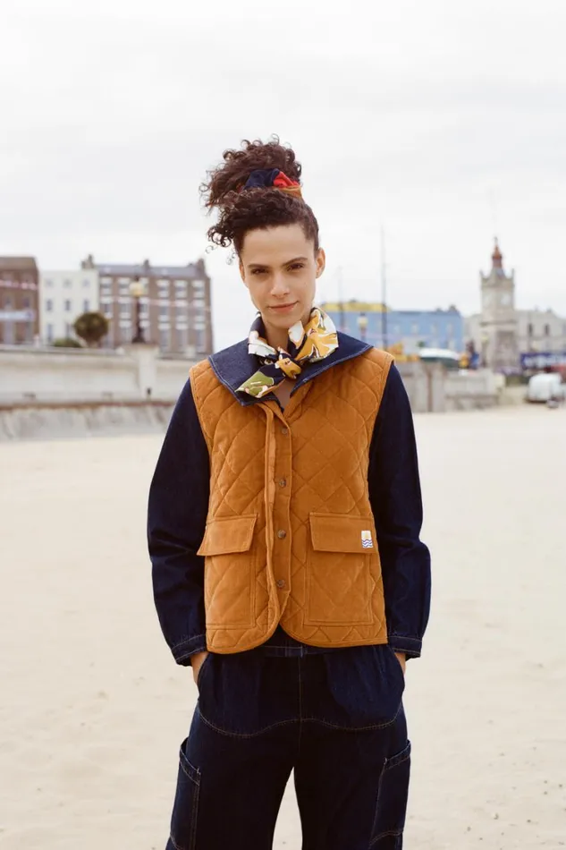 Flint Waistcoat Ochre Womens LF Markey Tops