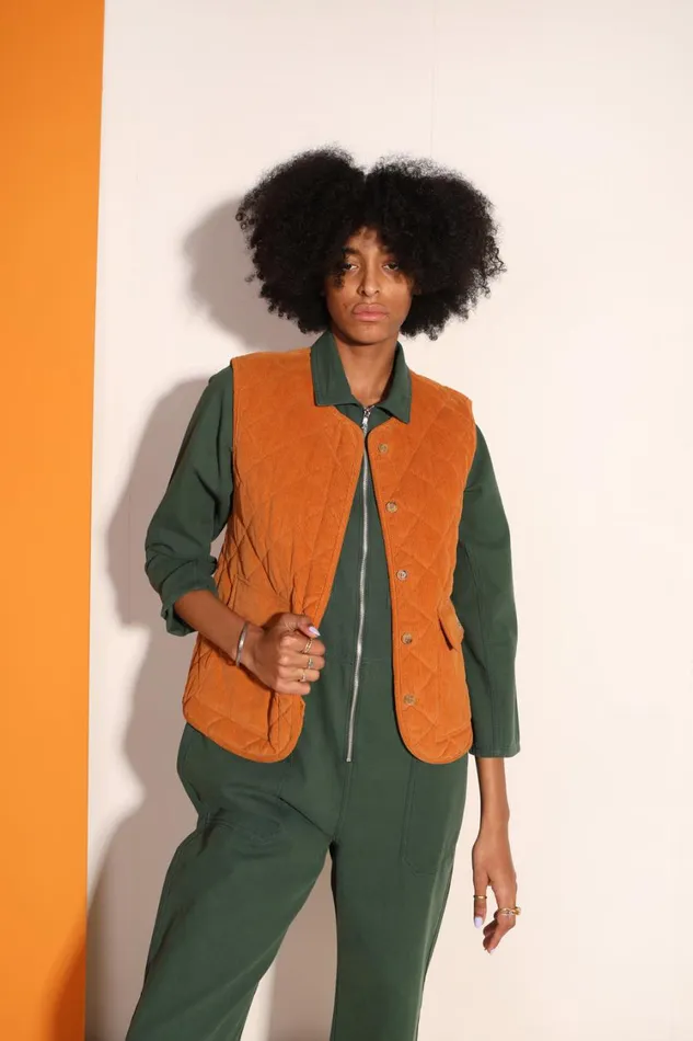 Flint Waistcoat Ochre Womens LF Markey Tops