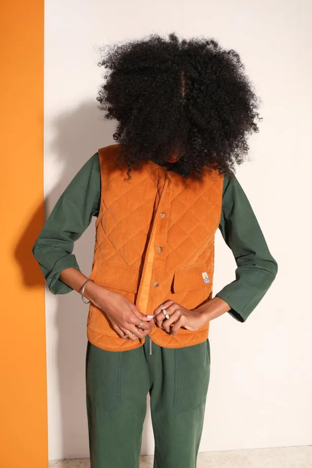 Flint Waistcoat Ochre Womens LF Markey Tops