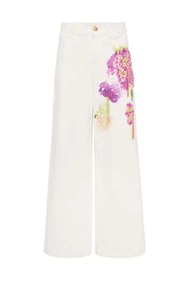 Flora Detail Wide Leg Jeans White Women Aje Pants