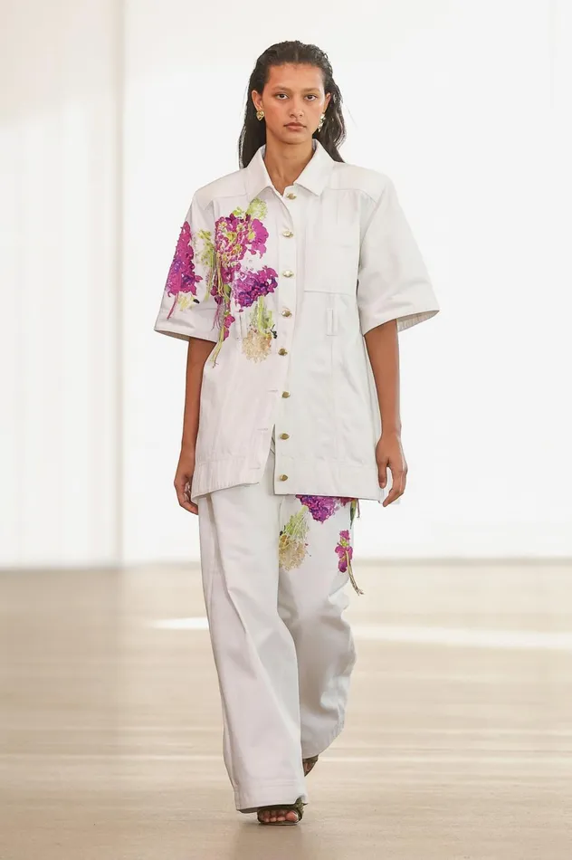 Flora Detail Wide Leg Jeans White Women Aje Pants