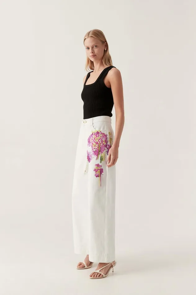 Flora Detail Wide Leg Jeans White Women Aje Pants