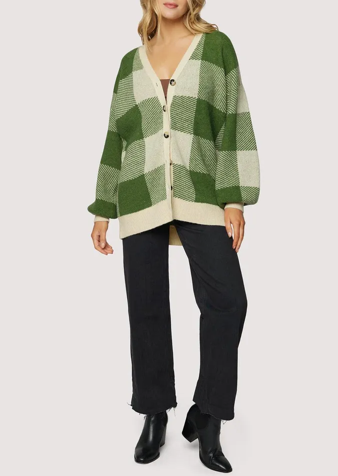 Forest School Long Cardigan Forestgingham Women Lost Wander Sweaters