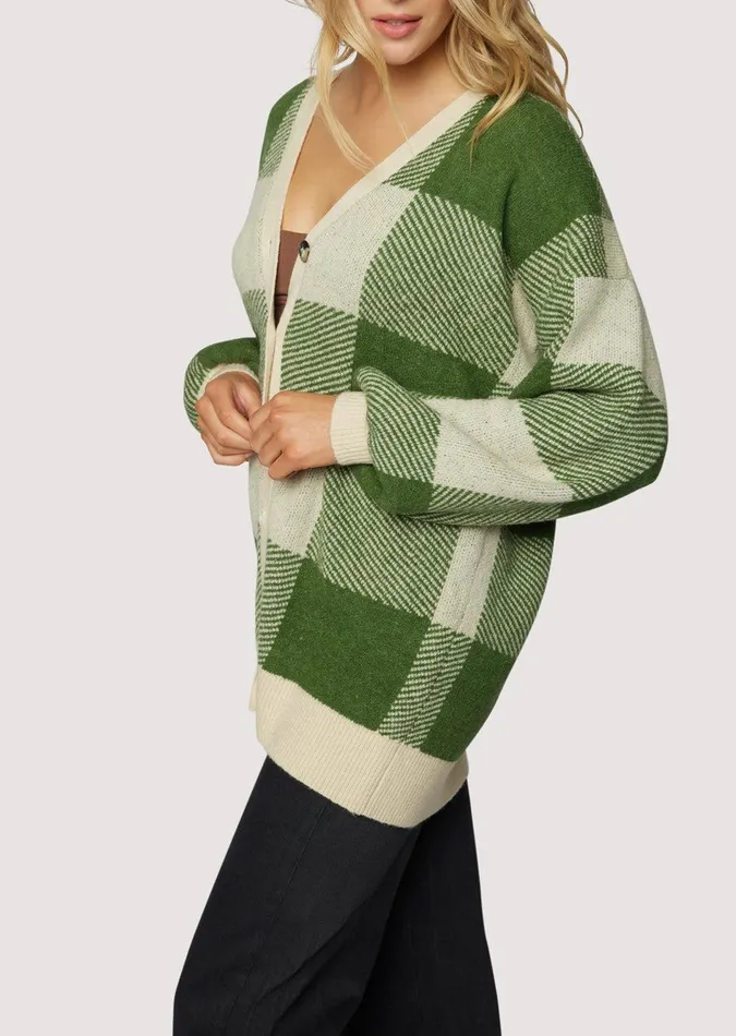 Forest School Long Cardigan Forestgingham Women Lost Wander Sweaters