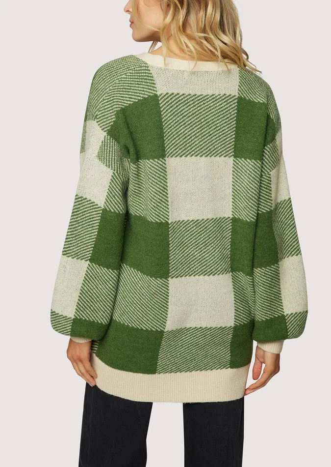 Forest School Long Cardigan Forestgingham Women Lost Wander Sweaters
