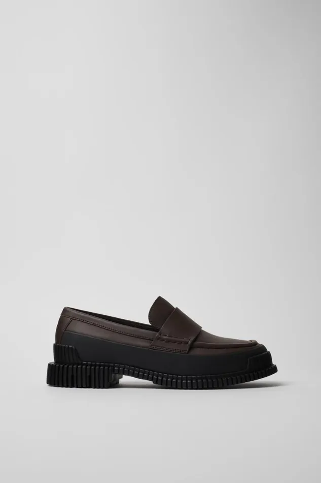 Formal Shoes Women Camper Pix Brown And Black Leather Loafer