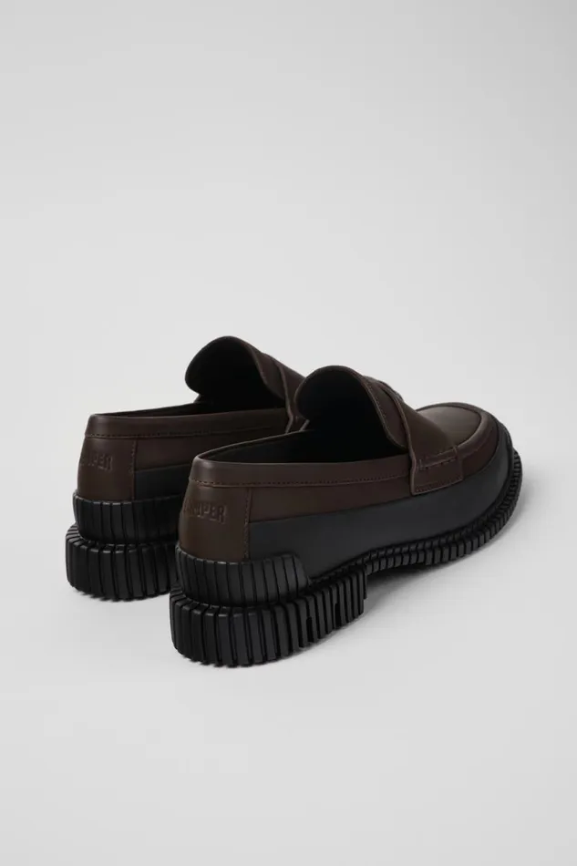 Formal Shoes Women Camper Pix Brown And Black Leather Loafer