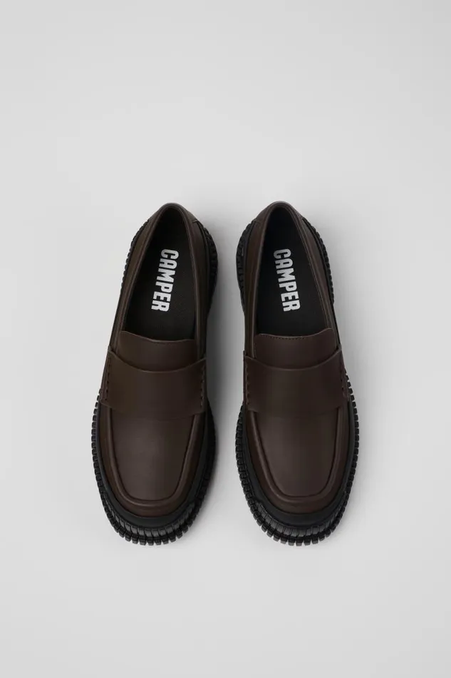 Formal Shoes Women Camper Pix Brown And Black Leather Loafer