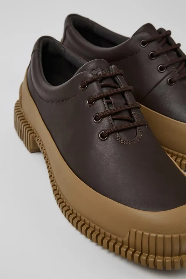 Formal Shoes Women Camper Pix Brown Leather Laceup Shoes