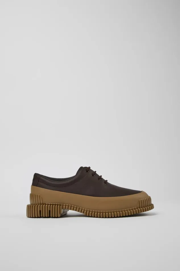 Formal Shoes Women Camper Pix Brown Leather Laceup Shoes