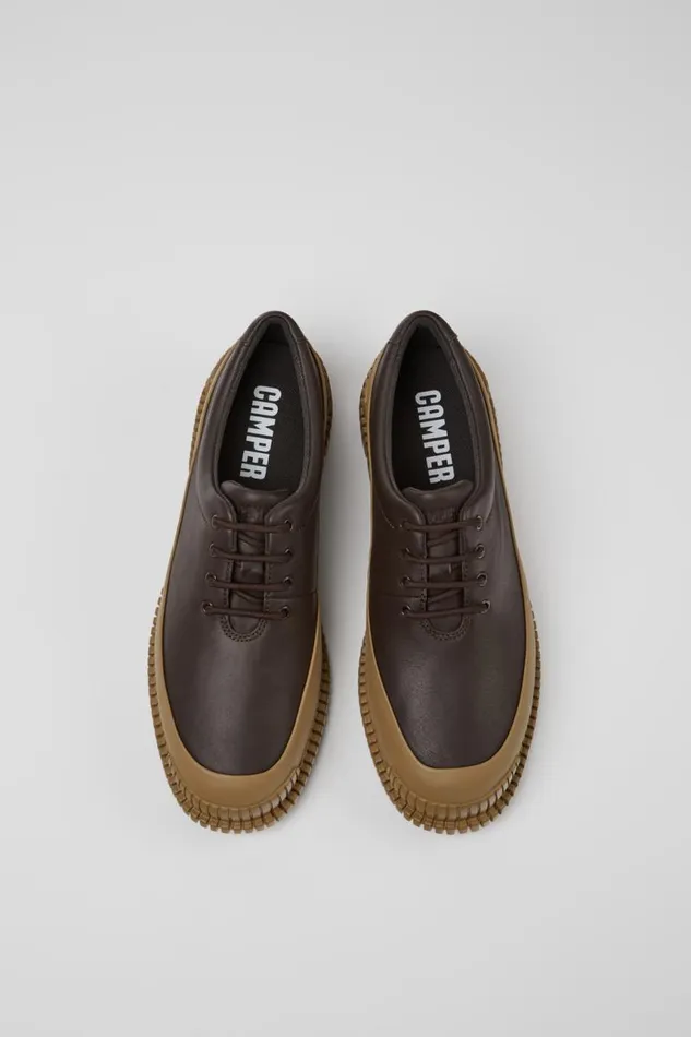 Formal Shoes Women Camper Pix Brown Leather Laceup Shoes