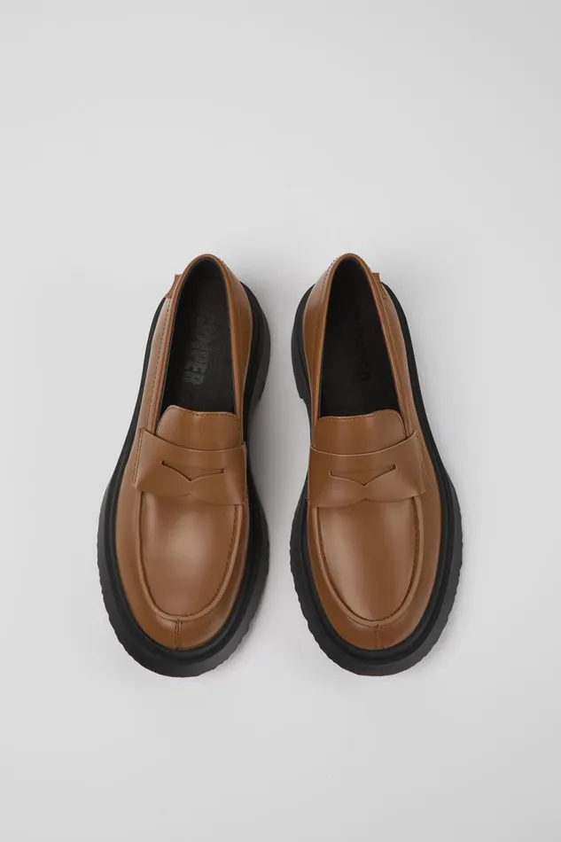 Formal Shoes Women Camper Walden Brown Leather Loafers Formal Shoes Women Camper Walden Brown Leather Loafers