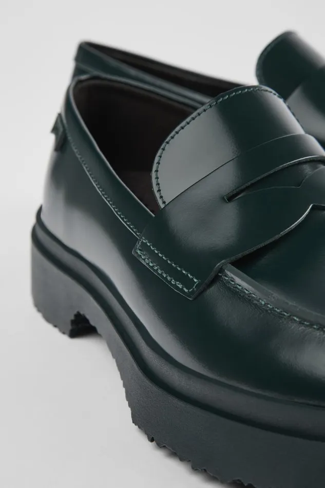 Formal Shoes Women Camper Walden Green Leather Loafers Formal Shoes Women Camper Walden Green Leather Loafers