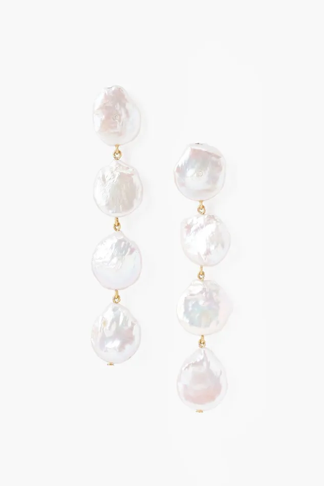 Four Tiered White Keshi Pearl Earrings Women Chan Luu Earrings