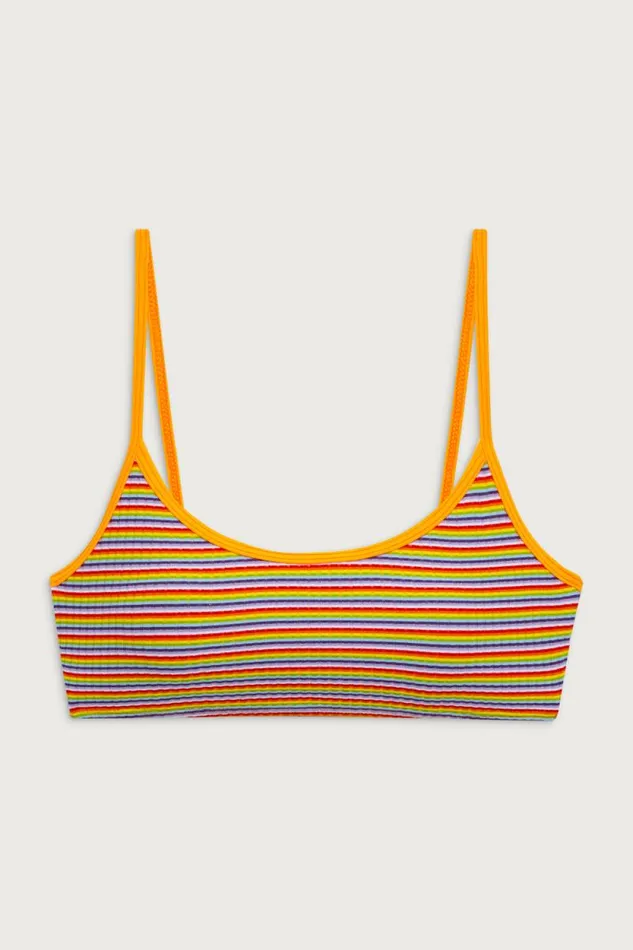 Frankies Bikinis Bikinis Women Bay View Striped Bralette Bikini Top Hawaiian Sky