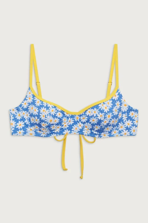 Frankies Bikinis Bikinis Women Cola Underwire Balconette Bikini Top Blue Daisy