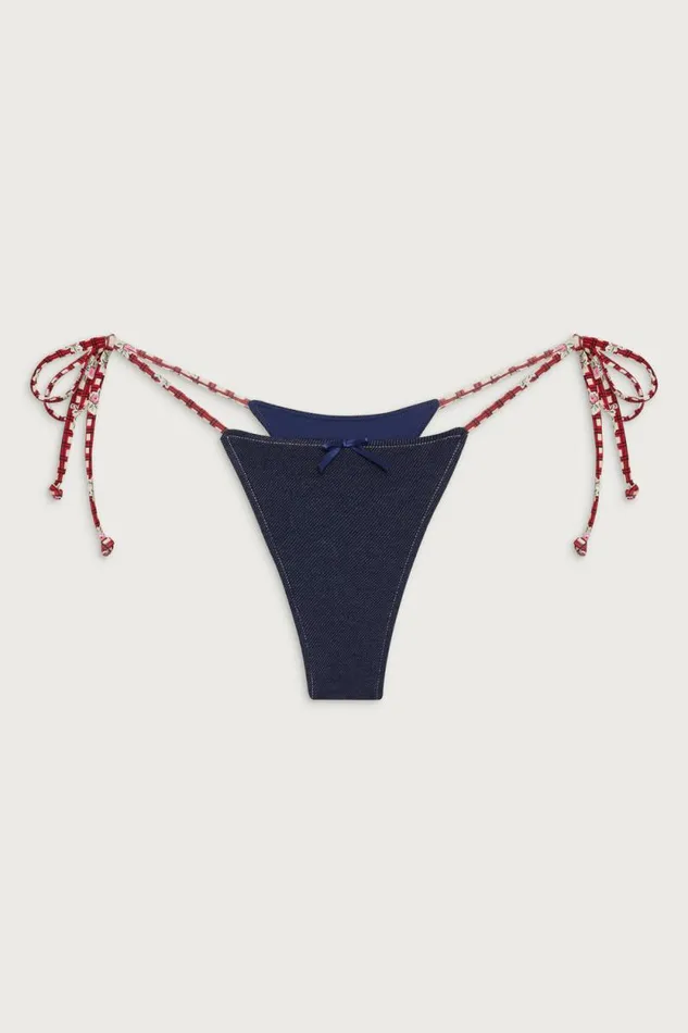 Frankies Bikinis Bikinis Women Divine Skimpy Bikini Bottom Blue Denim