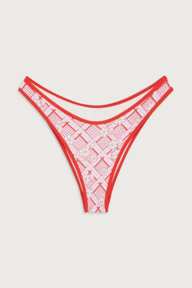 Frankies Bikinis Bikinis Women Dove Classic Floral Bikini Bottom Red Rover