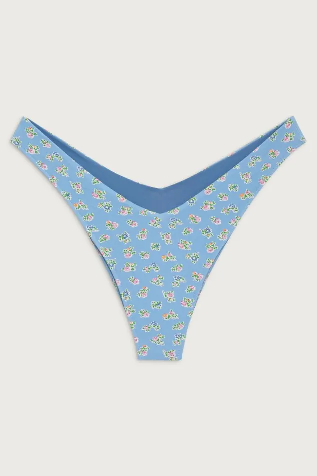 Frankies Bikinis Bikinis Women Enzo Cheeky Floral Bikini Bottom Blue Hawaii