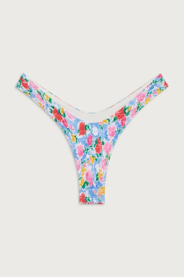 Frankies Bikinis Bikinis Women Full Moon Micro Bikini Bottom Painted Petals