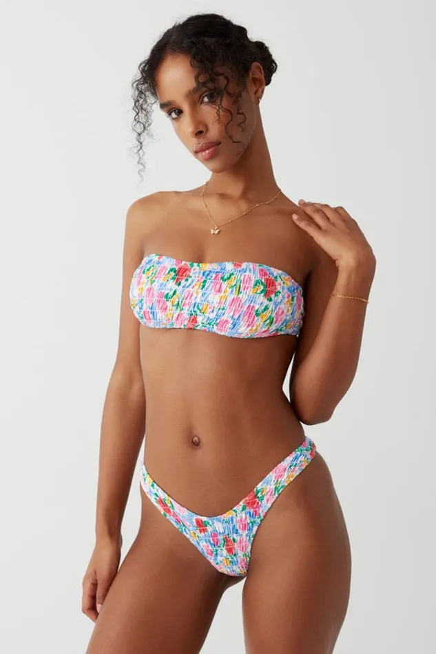 Frankies Bikinis Bikinis Women Full Moon Micro Bikini Bottom Painted Petals