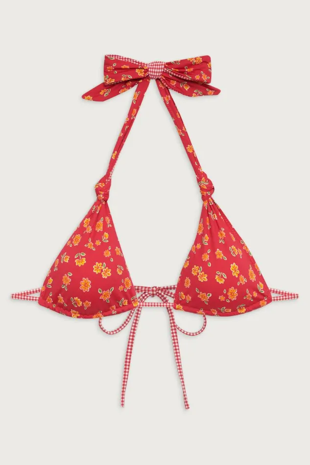 Frankies Bikinis Bikinis Women Kealy Reversible Triangle Bikini Top Summer Flower