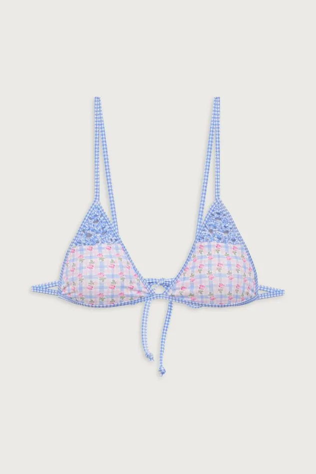 Frankies Bikinis Bikinis Women Tanner Plaid Triangle Bikini Top Rose Picnic