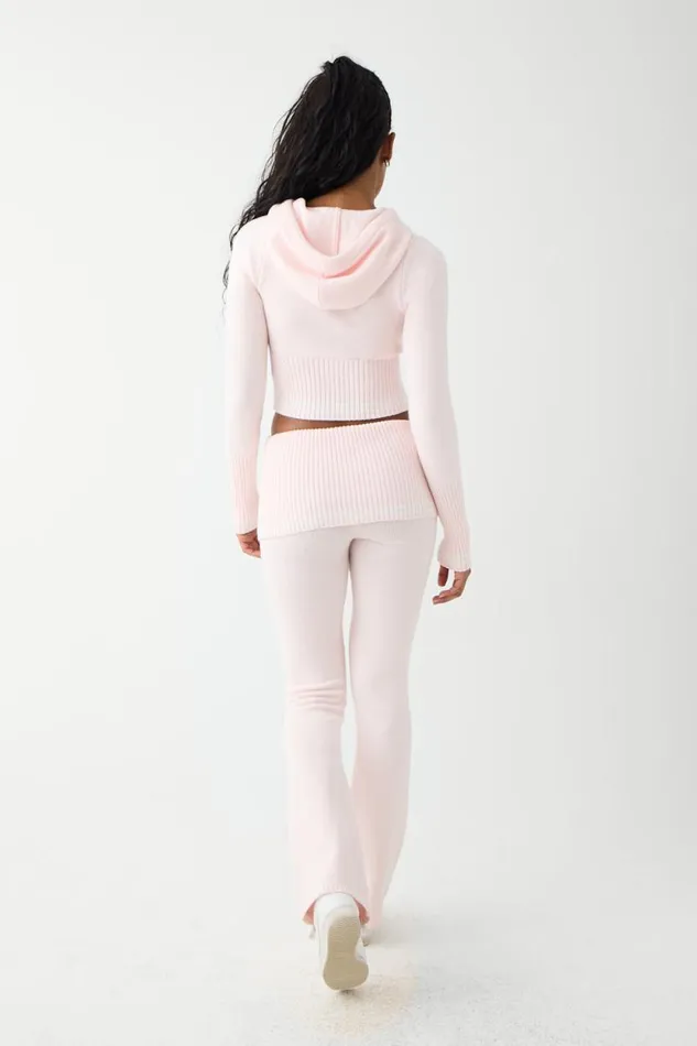 Frankies Bikinis Cloud Knits Women Aimee Cloud Knit Flare Pant Rosebud Pink