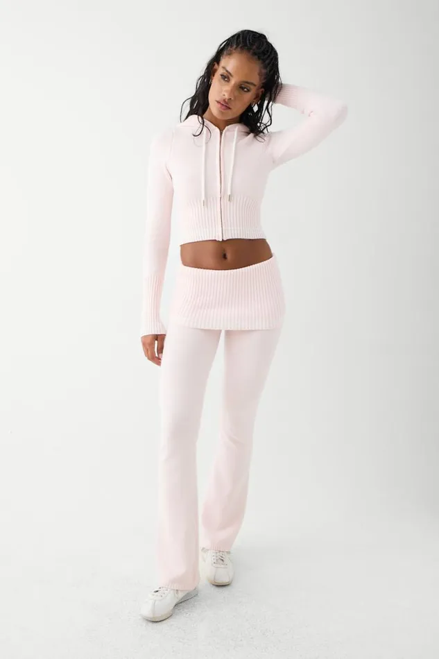 Frankies Bikinis Cloud Knits Women Aimee Cloud Knit Flare Pant Rosebud Pink