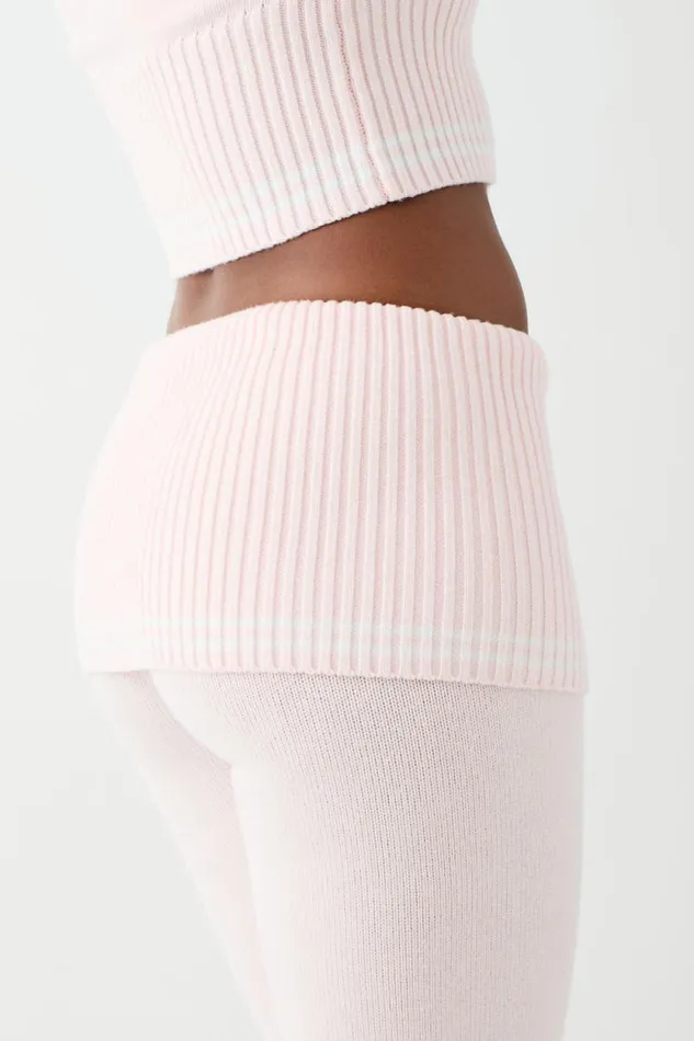 Frankies Bikinis Cloud Knits Women Aimee Cloud Knit Flare Pant Rosebud Pink