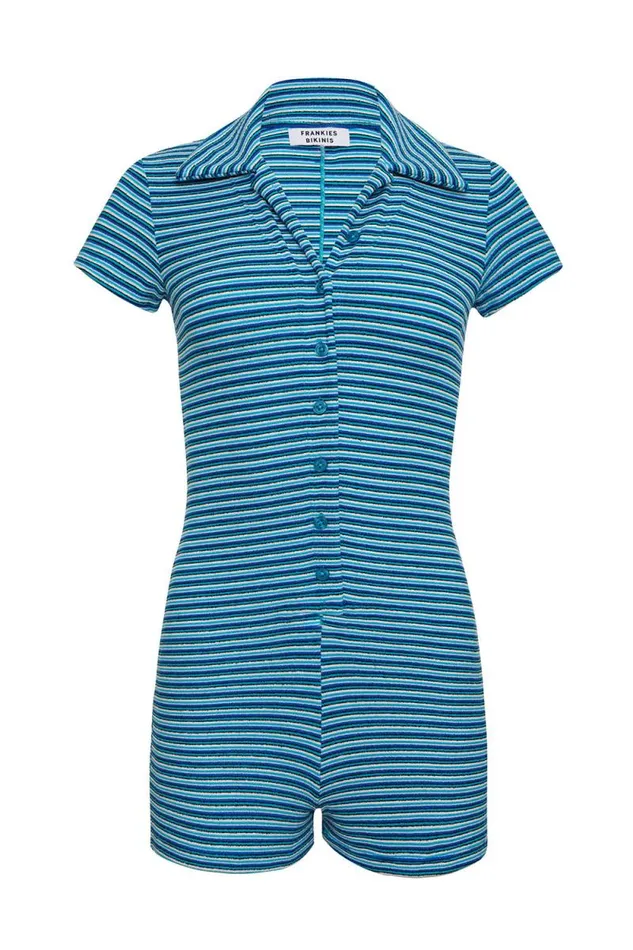 Frankies Bikinis Dresses Women Rose Terry Romper Positano Stripe