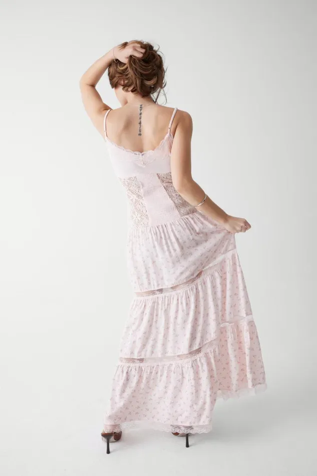 Frankies Bikinis Dresses Women Vineyard Crochet Floral Maxi Dress Baby Bouquet Pink
