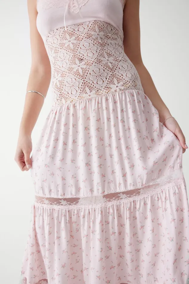 Frankies Bikinis Dresses Women Vineyard Crochet Floral Maxi Dress Baby Bouquet Pink