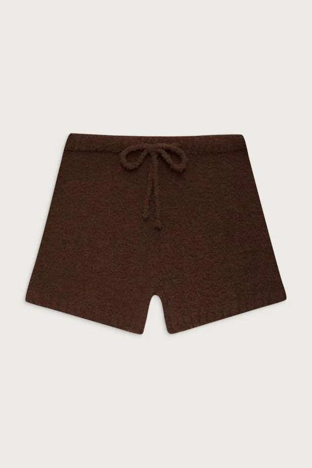Frankies Bikinis Matching Sets Women Harlowe Fuzzy Mini Short Chocolate Lily