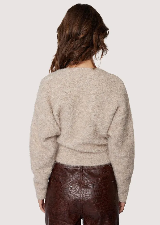 Gabriella Wrap Top Oatmeal Women Lost Wander Sweaters