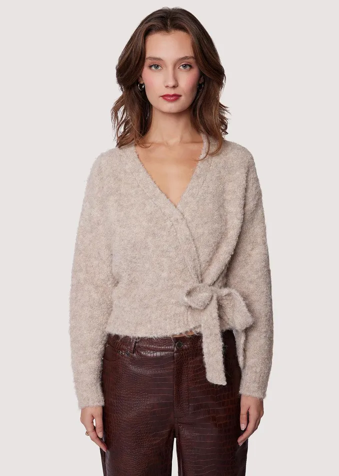 Gabriella Wrap Top Oatmeal Women Lost Wander Sweaters