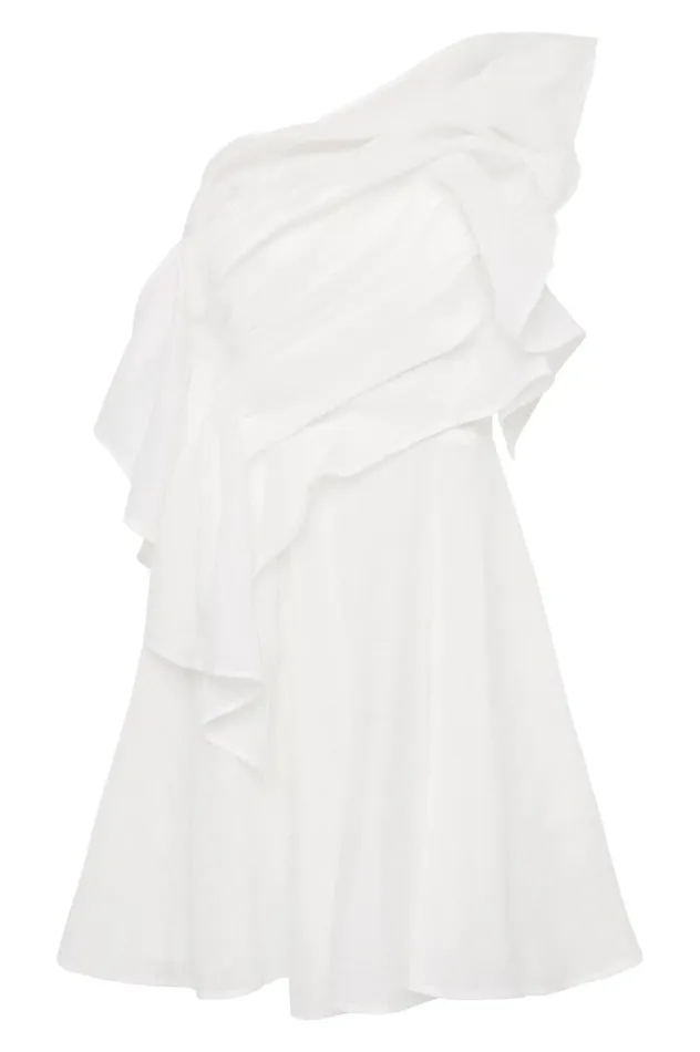 Genesis Mini Dress Ivory Women Aje White Dresses